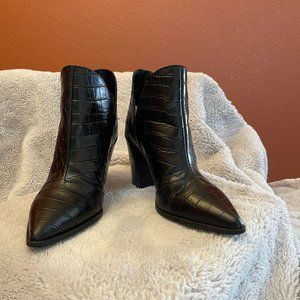 Aldo Black Croc-Embossed Ankle Boots